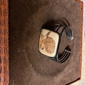 Scrimshaw bracelet.   Ivory eagle